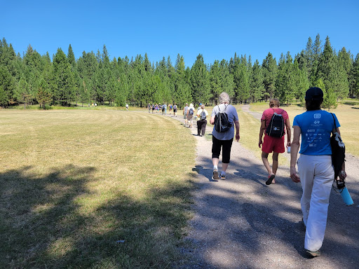 women walking across the Lubrecht campus where the BOW event was held this past August to attend their first learning workshop.